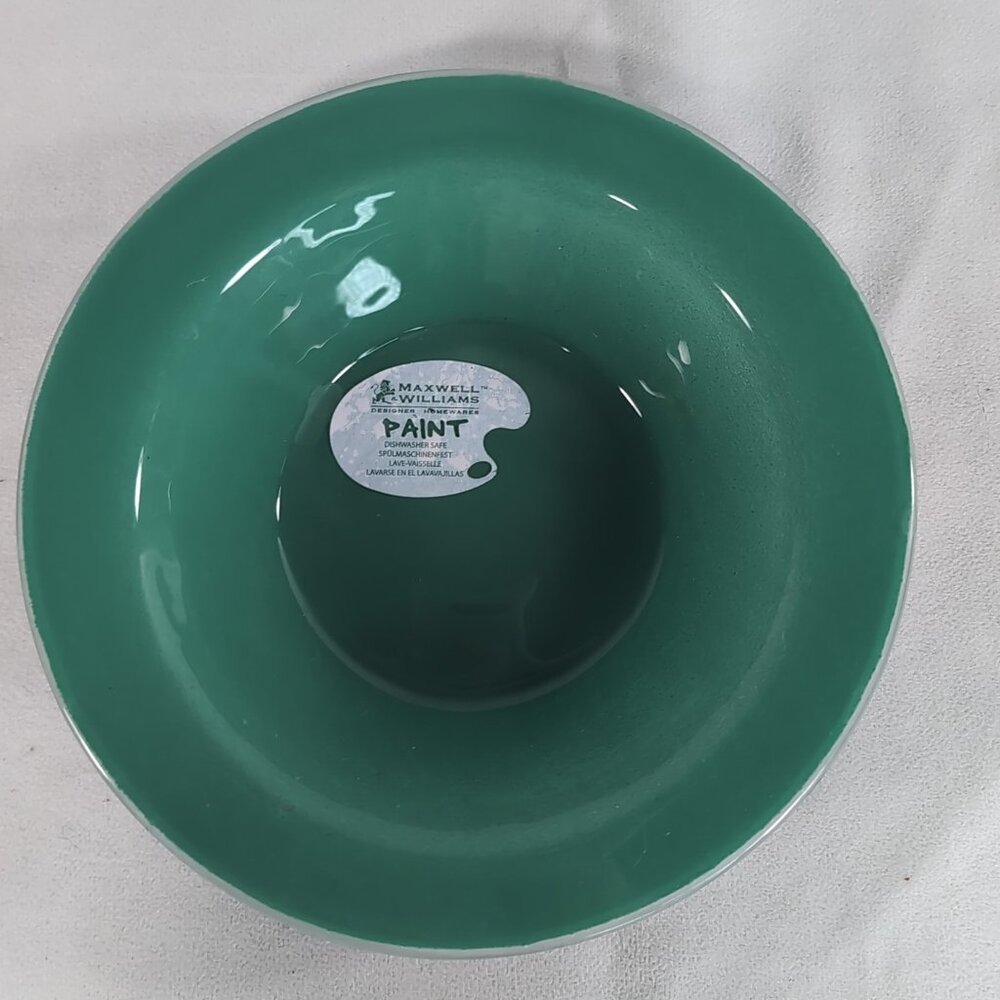 Maxwell Williams Paint Collection Green Glass Bowl NEW Designer Homewares 8"